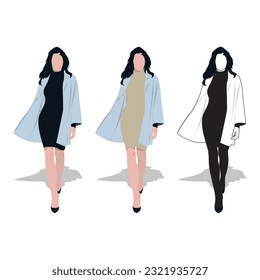 fashion shopping girls' vector silhouette illustration