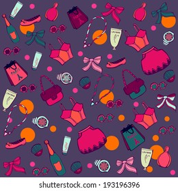 Fashion shopping in Paris seamless pattern 