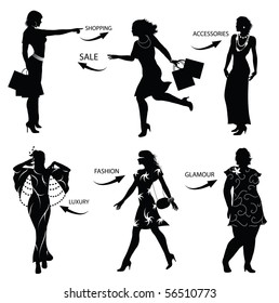 Fashion shopping woman silhouettes