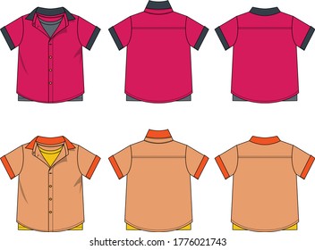 Fashion short sleeve shirts
For boys vector template pattern