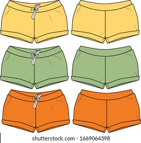 fashion shorts for lady template vector  front and back view