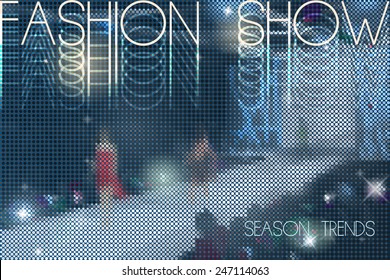 Fashion Show Abstract Vector Background With Models Walking On Podium