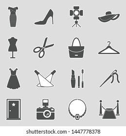 Fashion Show Icons. Sticker Design. Vector Illustration.