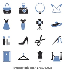 Fashion Show Icons. Two Tone Flat Design. Vector Illustration.