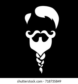 Fashion silhouette of a man with beard and mustache. Abstract hipster style portrait. Vector illustration.