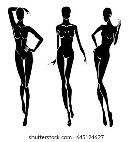 fashion silhouette models posing black and white