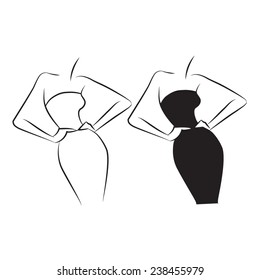 Fashion silhouette set. Black dress/ Vector