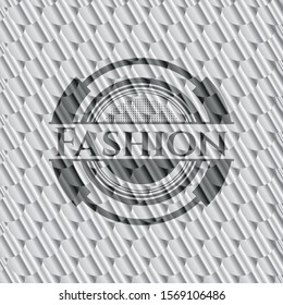 Fashion silver color emblem. Scales pattern. Vector Illustration. Detailed.