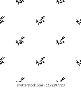 Fashion sketch. Glamour seamless pattern with girl power. Girlish print for clothes, textiles, wrapping paper, web. Isolated elements. Vector feminism symbol seamless pattern. Feminist background