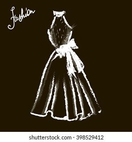 Fashion sketch, fashion illustration, dress, hand drawn, look, women, female