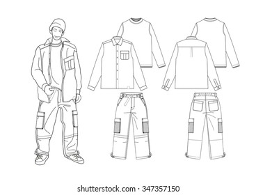 Fashion sketch  with t-shirt and pants design