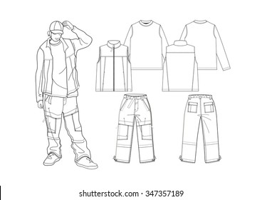 Fashion sketch  with t-shirt and pants design