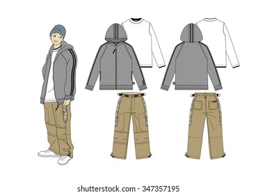 Fashion sketch  with t-shirt and pants design