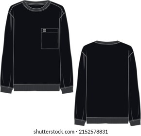 Fashion sketch of unisex black sweatshirt