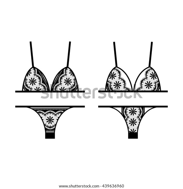 Fashion Sketch Womens Lace Sexy Lingerie Stock Vector (Royalty Free