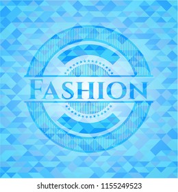 Fashion sky blue emblem with mosaic ecological style background