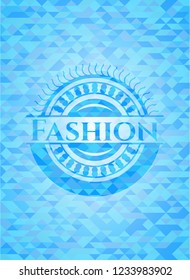 Fashion sky blue emblem. Mosaic background