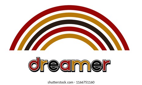 Fashion slogan print. Slogan tee graphic vector. Dreamer slogan graphic and colorful lines for t-shirt