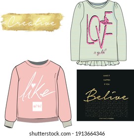 Fashion slogan print. Wear kids and woman print