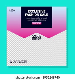 Fashion Social Media Banner Post Template, Social Media Post Banner Design, Square Flyer Template with Editable web Banner Design.