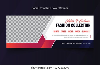 fashion social media cover banner design template. fashion timeline cover design. abstract and colorful advertisement social banner. use for offer and sale promotional