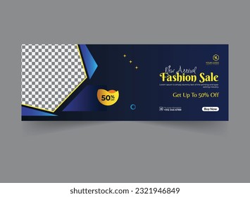 Fashion social media cover banner modern webinar for cloth fashion branding, business cover template geometric shape design for attractive abstract elements post background space for web banner design