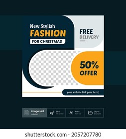 fashion social media post design presentation creative modern abstract shape-able template sale discount promotional theme for social media advertise and online banner layout or square banner flyer