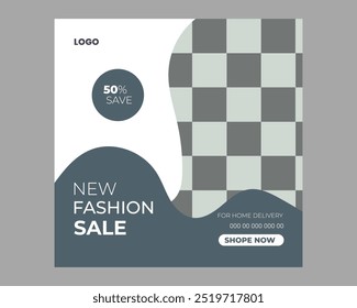 Fashion social media post design template vector
