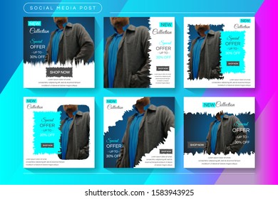 fashion social media post template for promotion. Editable photo frames, stories, backgrounds, banners