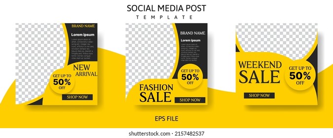 fashion social media post template design with yellow and black color. business vector illustration