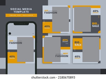 Fashion social media post template collection. Editable post template social media banners. Fashion business marketing flyer or poster. Set of editable minimal square banner template.