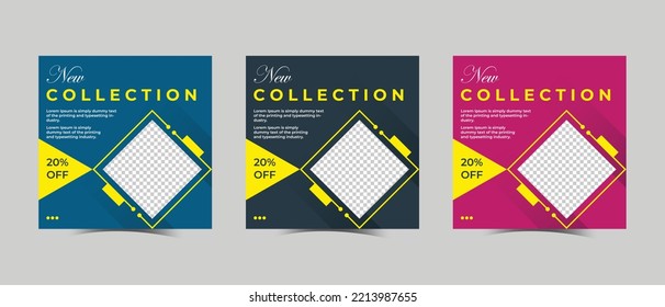 Fashion social media post template design and banner
