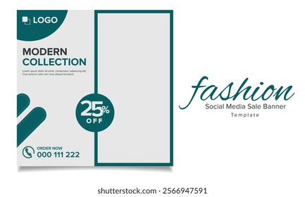 Fashion Social Media Sales Banner, Fully Editable Instagram and Facebook, Creative modern fashion design social media post template