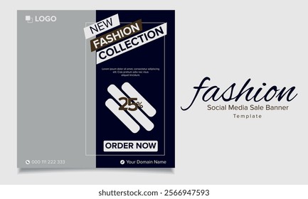 Fashion Social Media Sales Banner, Fully Editable Instagram and Facebook, Creative modern fashion design social media post template