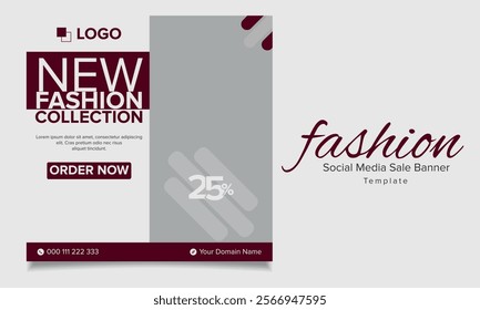 Fashion Social Media Sales Banner, Fully Editable Instagram and Facebook, Creative modern fashion design social media post template