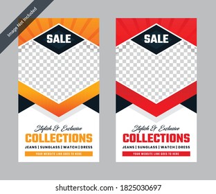 Fashion Social Media Story Post Banner Template for Black Friday. abstract and colorful design