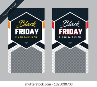 Fashion Social Media Story Post Banner Template for Black Friday. abstract and colorful design