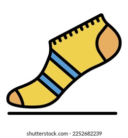 Fashion sock icon. Outline fashion sock vector icon color flat isolated on white