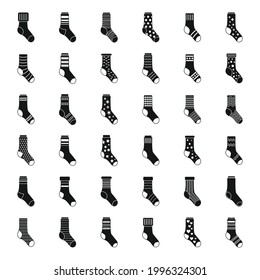 Fashion socks icons set. Simple set of fashion socks vector icons for web design on white background