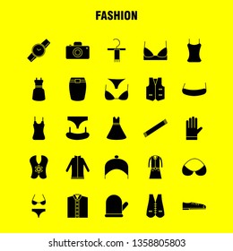 Fashion Solid Glyph Icons Set For Infographics, Mobile UX/UI Kit And Print Design. Include: Top, Cloths, Dress, Garments, Top, Cloths, Dress, Garments, Collection