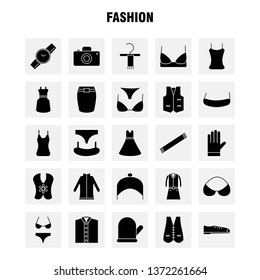 Fashion Solid Glyph Icons Set For Infographics, Mobile UX/UI Kit And Print Design. Include: Top, Cloths, Dress, Garments, Top, Cloths, Dress, Garments, Collection Modern Infographic Logo and Pictogram