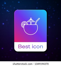 Fashion space backgraund with Cocktail vector icon with umbrella, alcohol symbol