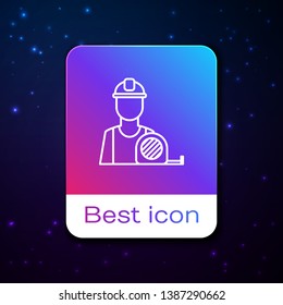 Fashion space background with Builder line icon, build and repair, construction worker sign
