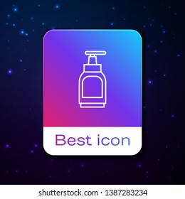 Fashion space background with Liquid cream soap line icon. Cosmetic symbol