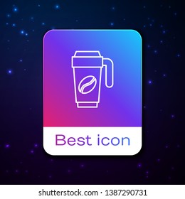 Fashion space background with Thermocup for coffee. Coffee time