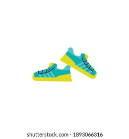 Fashion sport footwear cartoon icon, flat vector illustration isolated on white background. Modern trendy pair of casual sneakers for run and walk training.
