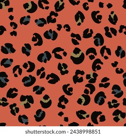 Fashion square seamless pattern, background with leopard spots. Repeating vector design element for print