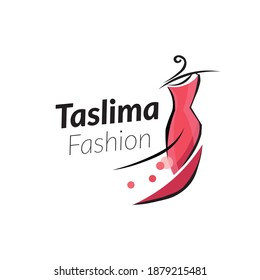 Fashion stand, female torso mannequin. Tailor dummy. Design sewing logo. Vector illustration.