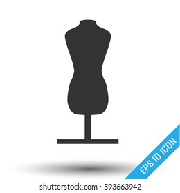 Fashion Stand, Female Torso Mannequin Icon. Tailor Mannequin. Dummy Mannequin. Simple Flat Logo Of Mannequin Isolated On White Background. Vector Illustration.