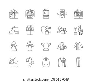 Fashion store boutique line icons, signs, vector set, outline illustration concept 